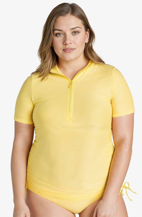Plus Size Half-Zip Adele Swim Top