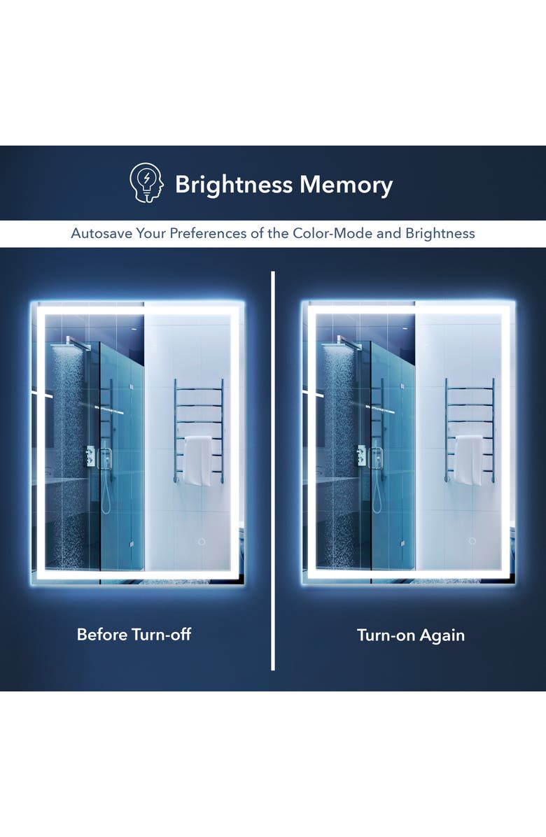 JONATHAN Y Pax Rectangular Frameless Antifog Front/Back-Lit Wall Bathroom Vanity Mirror with Smart Touch, Alternate, color, 