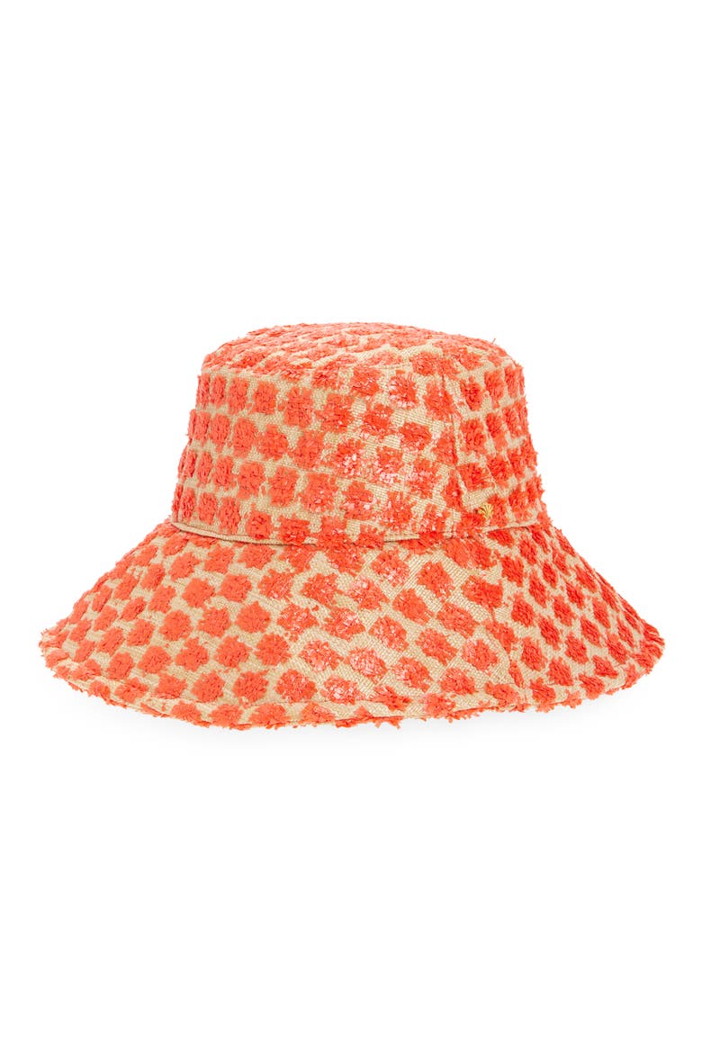 Melon Dotted Raffia Bucket Hat, Main, color, NATURAL MELON