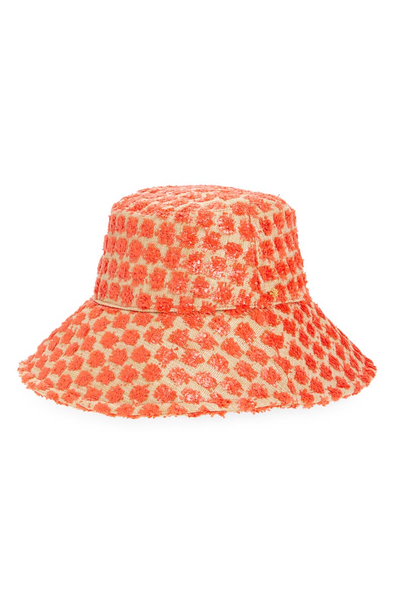 Lele Sadoughi Melon Dotted Raffia Bucket Hat, Main, color, Natural Melon