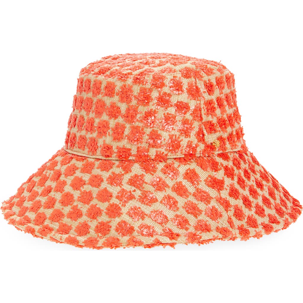 Lele Sadoughi Melon Dotted Raffia Bucket Hat In Natural Melon