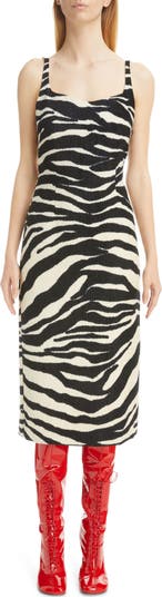 美品✨DRIES VAN NOTEN ワンピース Dries Van Noten Dozz Zebra Print Sheath Dress | Nordstrom