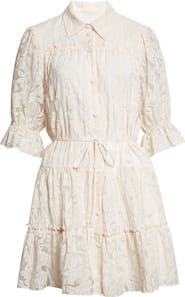 Cinq à Sept Rayla Floral Jacquared Tiered Shirtdress