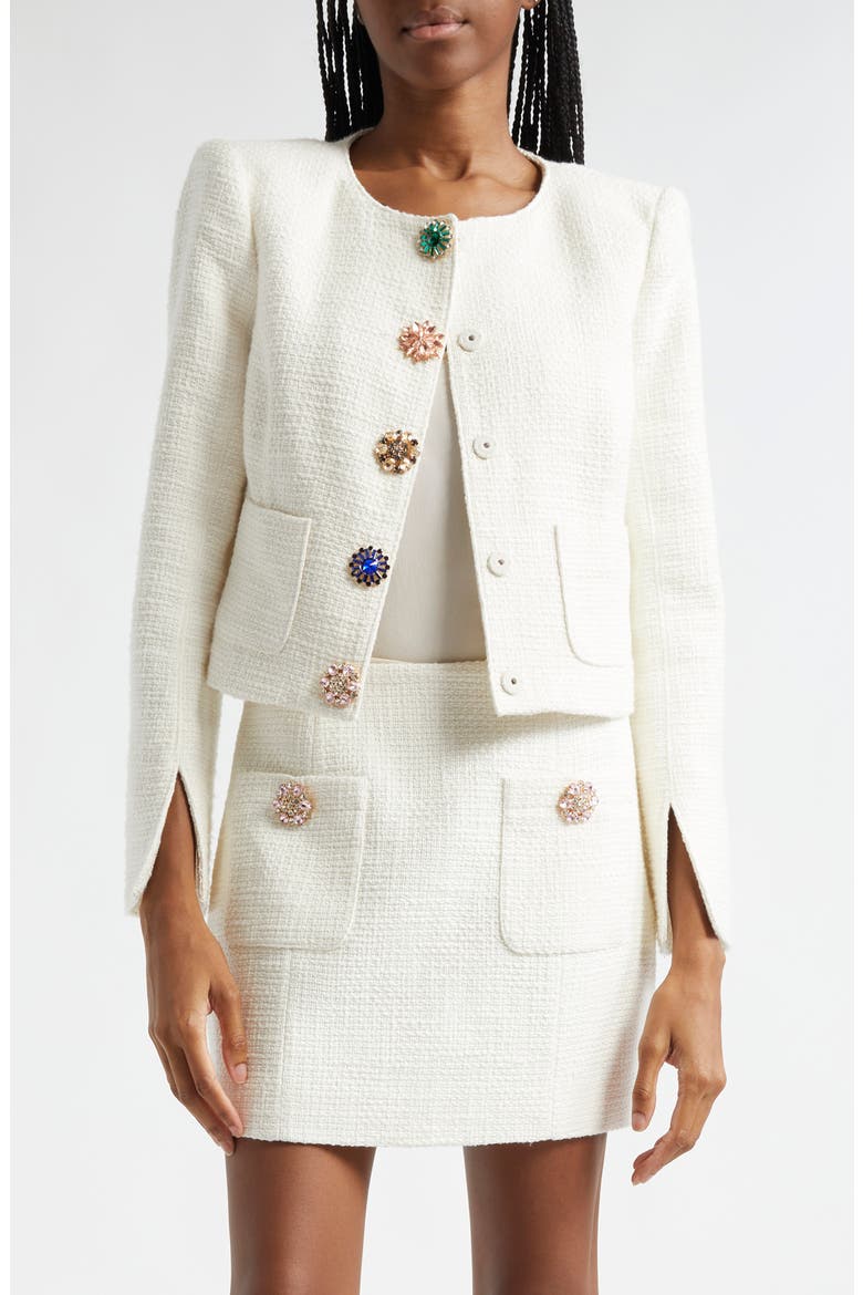 Randi Tweed Jacket, Main, color, GARDENIA