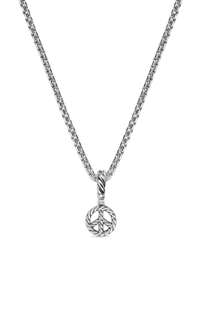 David Yurman Micro Pavé Peace Sign Enhancer in Sterling Silver with Diamonds, 7.6mm, Alternate, color, Diamond