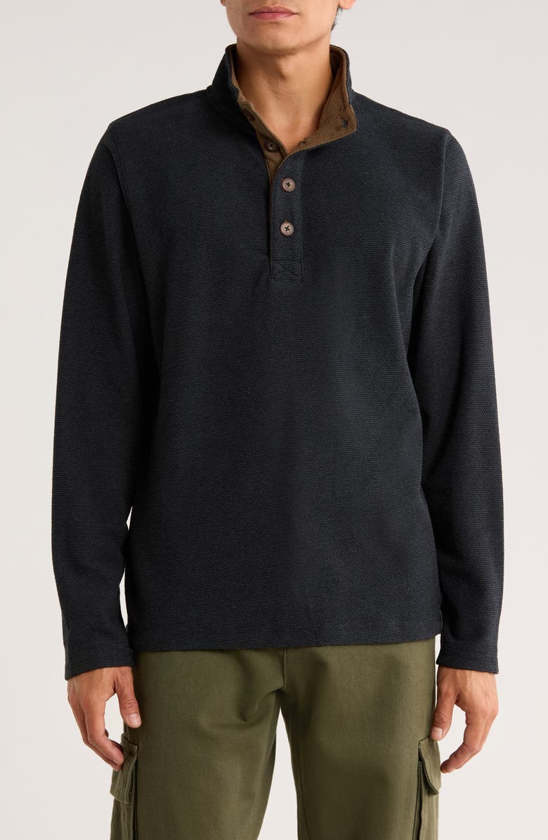 BURNSIDE Jacquard Henley Sweatshirt, Main, color, Black