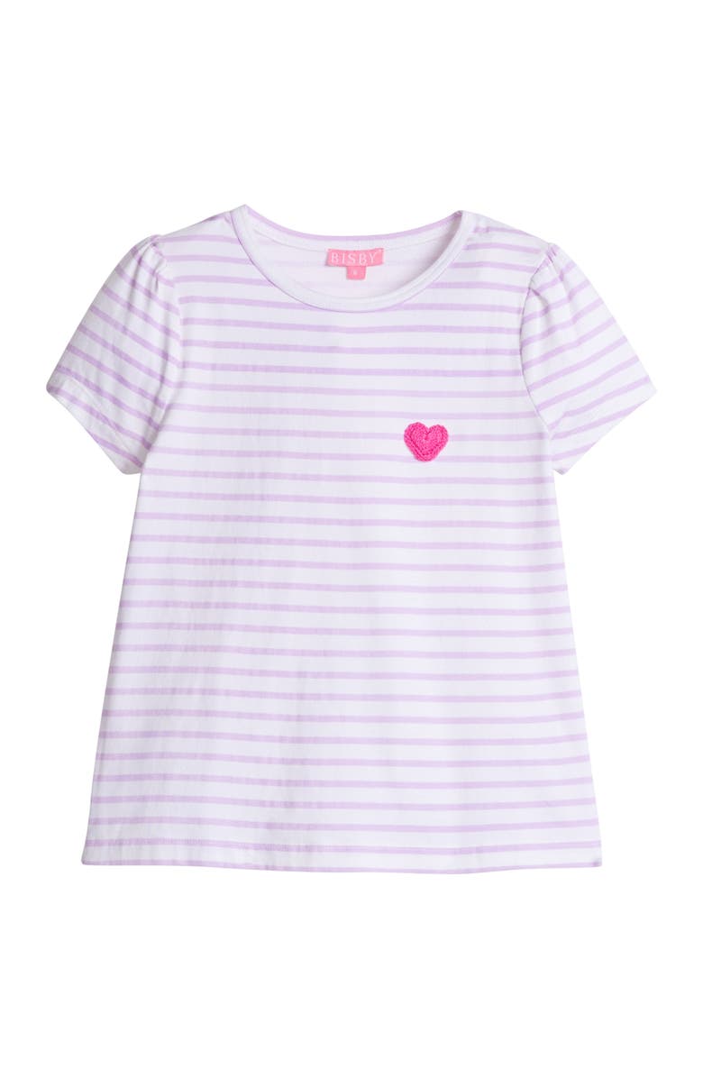 BISBY Kids' Striped Essential Tee, Alternate, color, Lilac Stripe