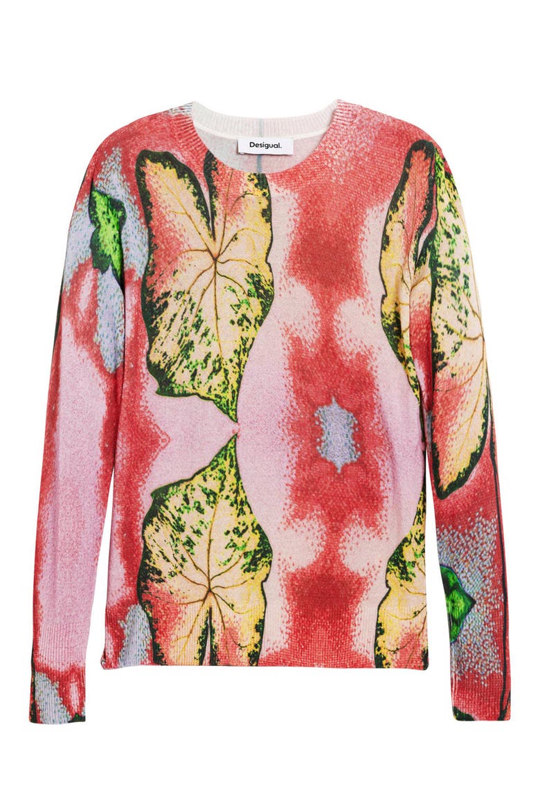 Mix Stitch Sweater, Alternate, color, PINK