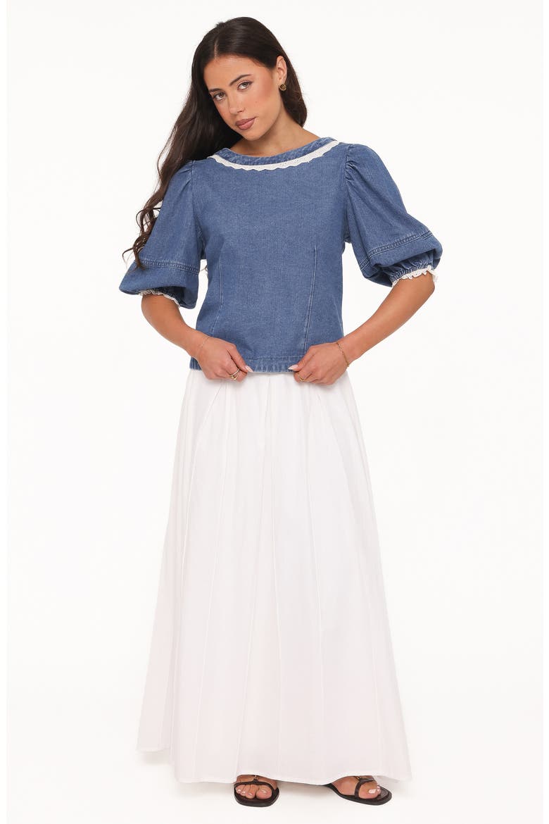 Merli Denim Open Back Top, Alternate, color, BLUE MEDIUM WASH