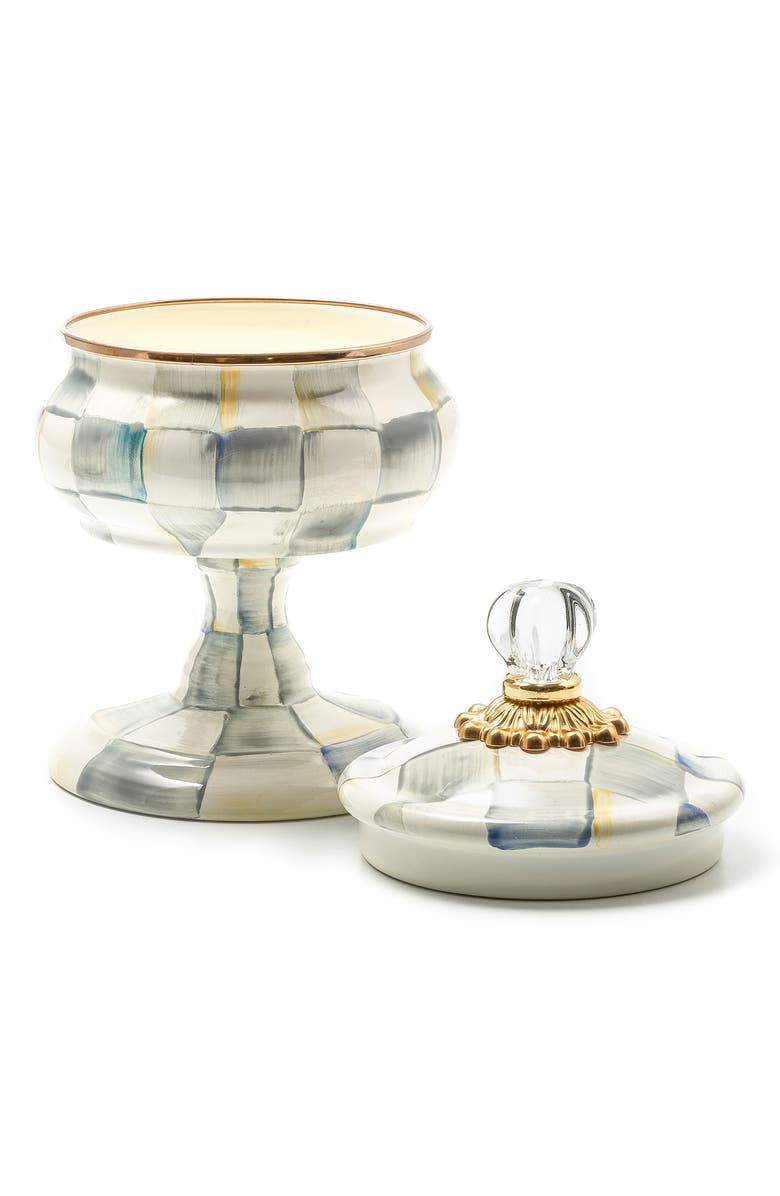 MACKENZIE CHILDS Sterling Check Enameled Steel Curiosity Pot, Alternate, color, 