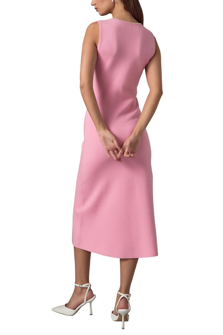 Faux Pearl Detail Knit Midi Dress, Alternate, color, PINK