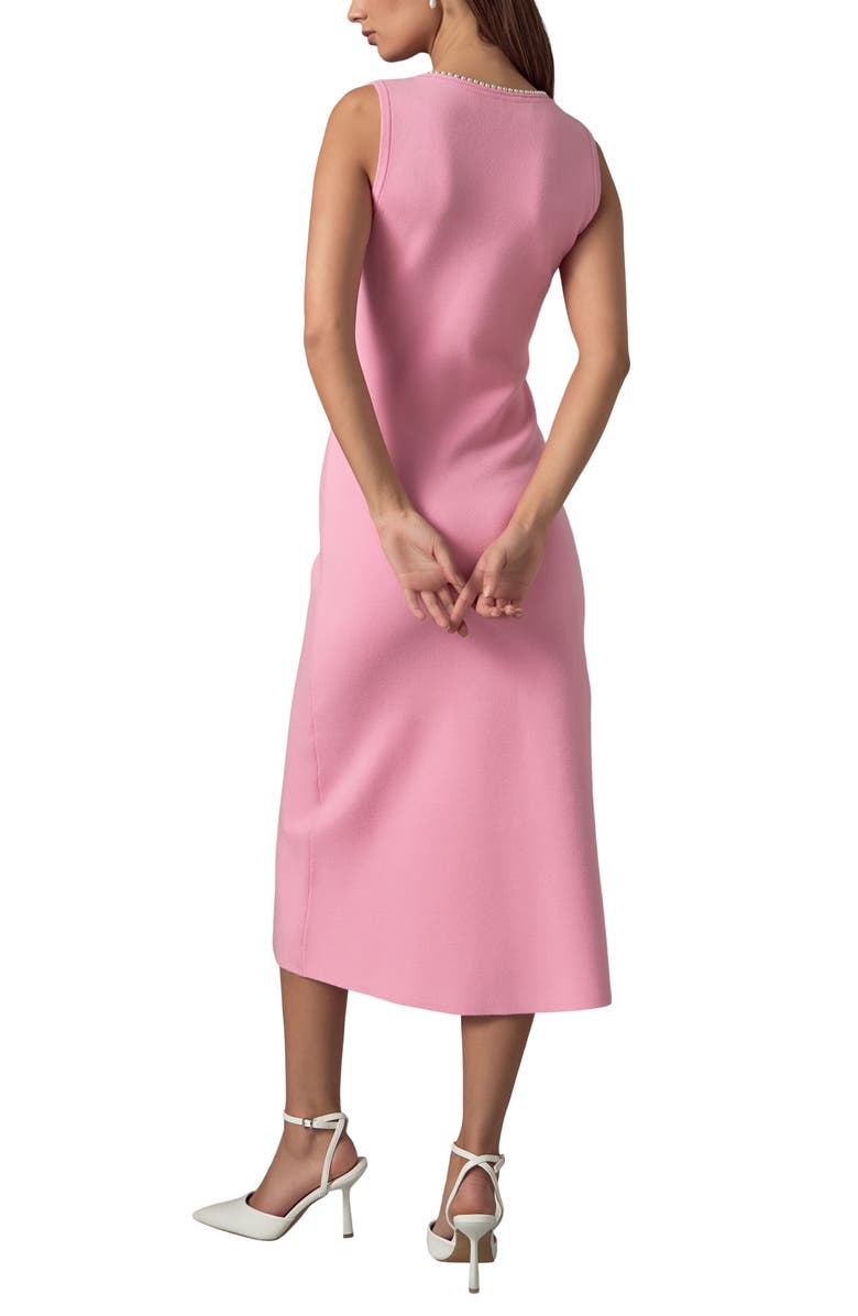 Endless Rose Faux Pearl Detail Knit Midi Dress, Alternate, color, Pink