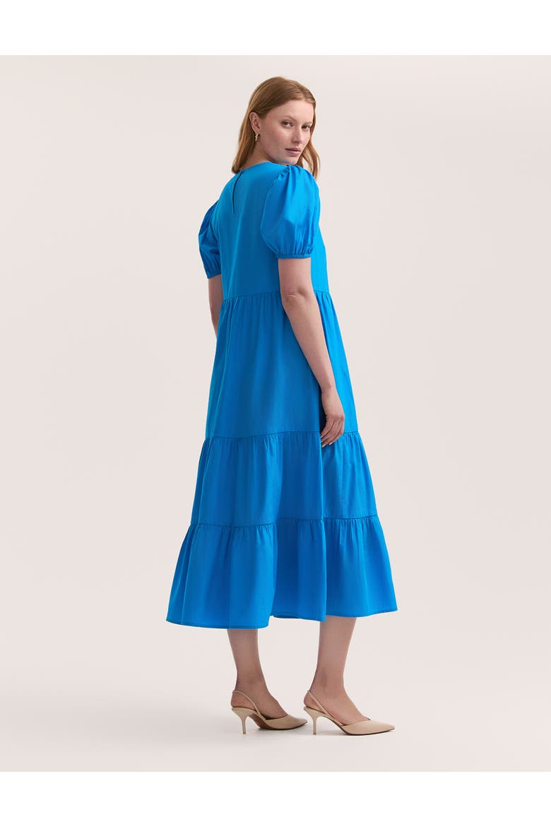 Genevive Cotton Midi Tiered Dress, Alternate, color, Blue