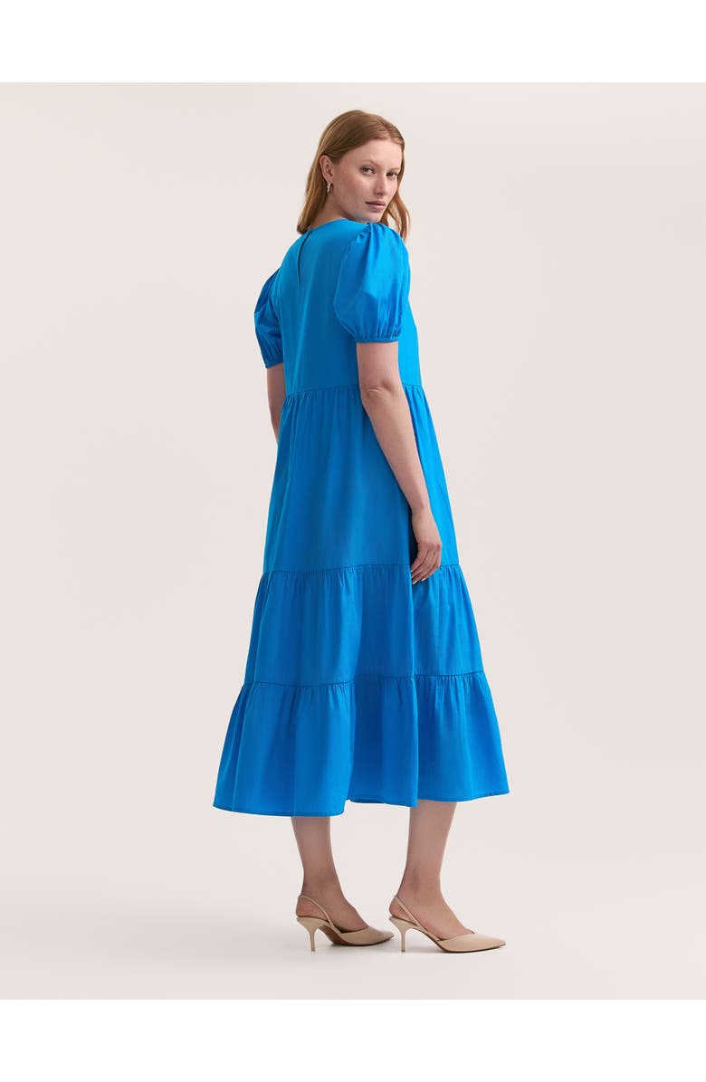 Finery London Genevive Cotton Midi Tiered Dress, Alternate, color, Blue