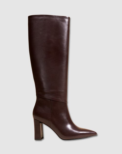 Mi/mai Tracey Wide Heel Long Boots In Brown