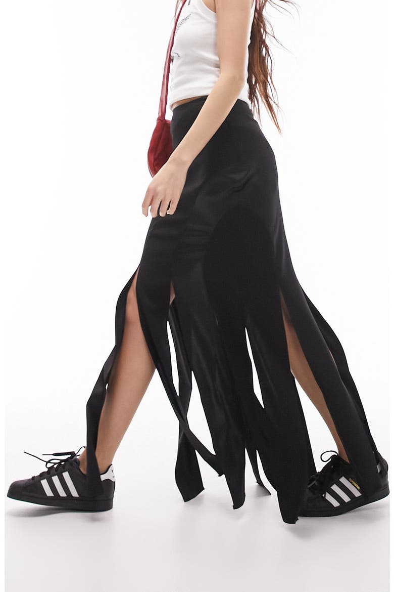 Mix Media Splice Skirt, Alternate, color, BLACK
