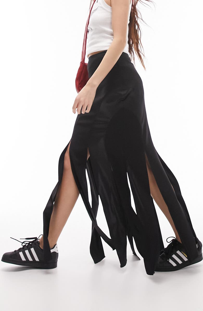 Topshop Mix Media Splice Skirt, Alternate, color, 