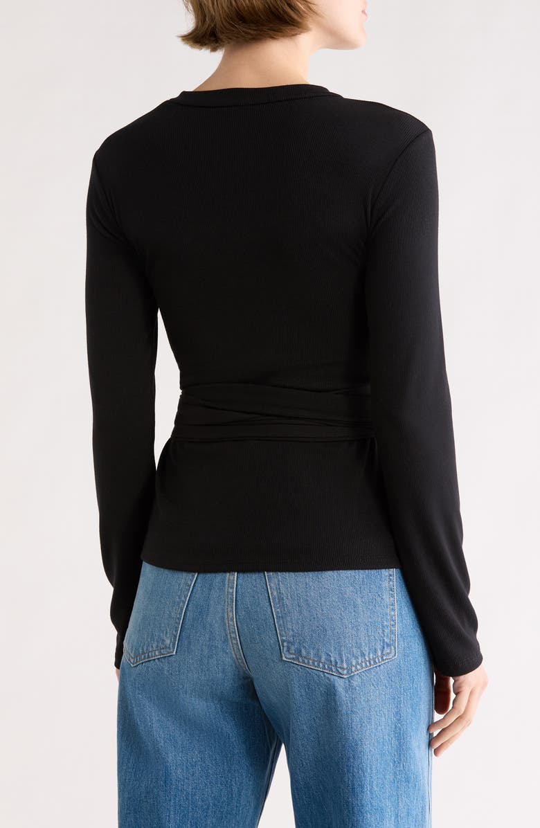 GO COUTURE Tie Front Knit Sweater, Alternate, color, Black