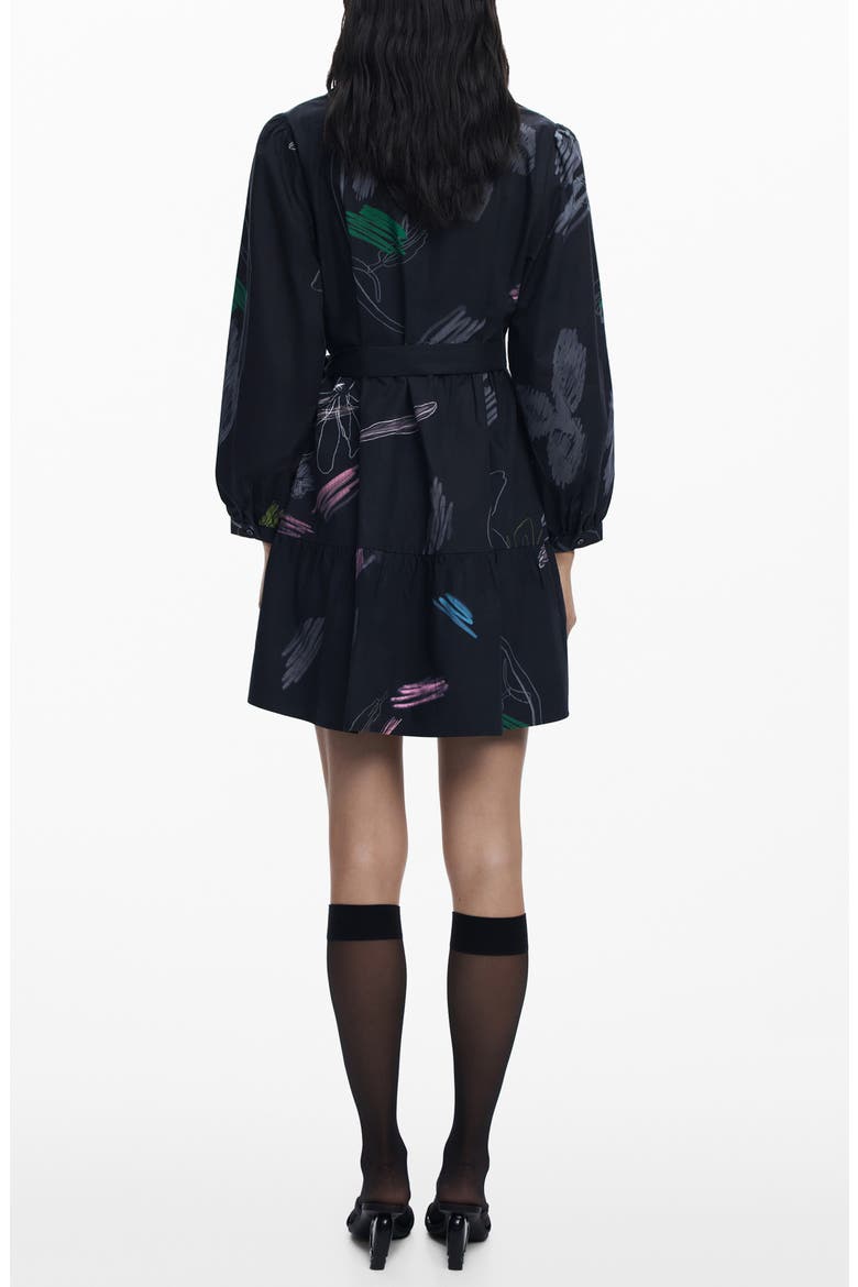 Long Sleeve Cotton Shirtdress, Alternate, color, BLACK