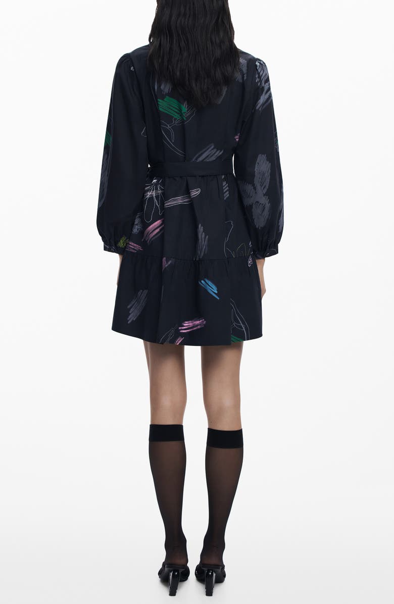 Desigual Long Sleeve Cotton Shirtdress, Alternate, color, Black