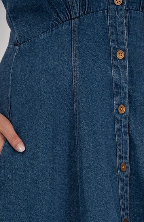 Kut From The Kloth Emiko Sweetheart Neck Denim Minidress In Blue