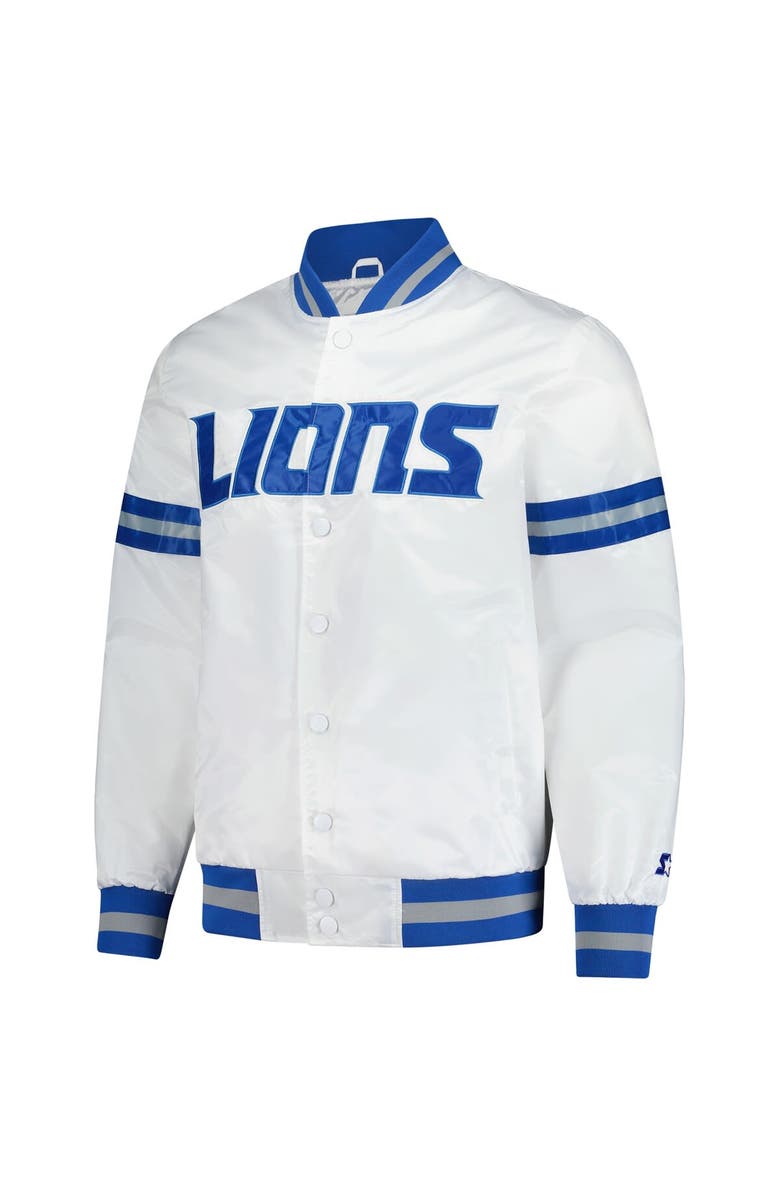 STARTER Men's Starter White Detroit Lions Scout Full-Snap Varsity Jacket, Alternate, color,