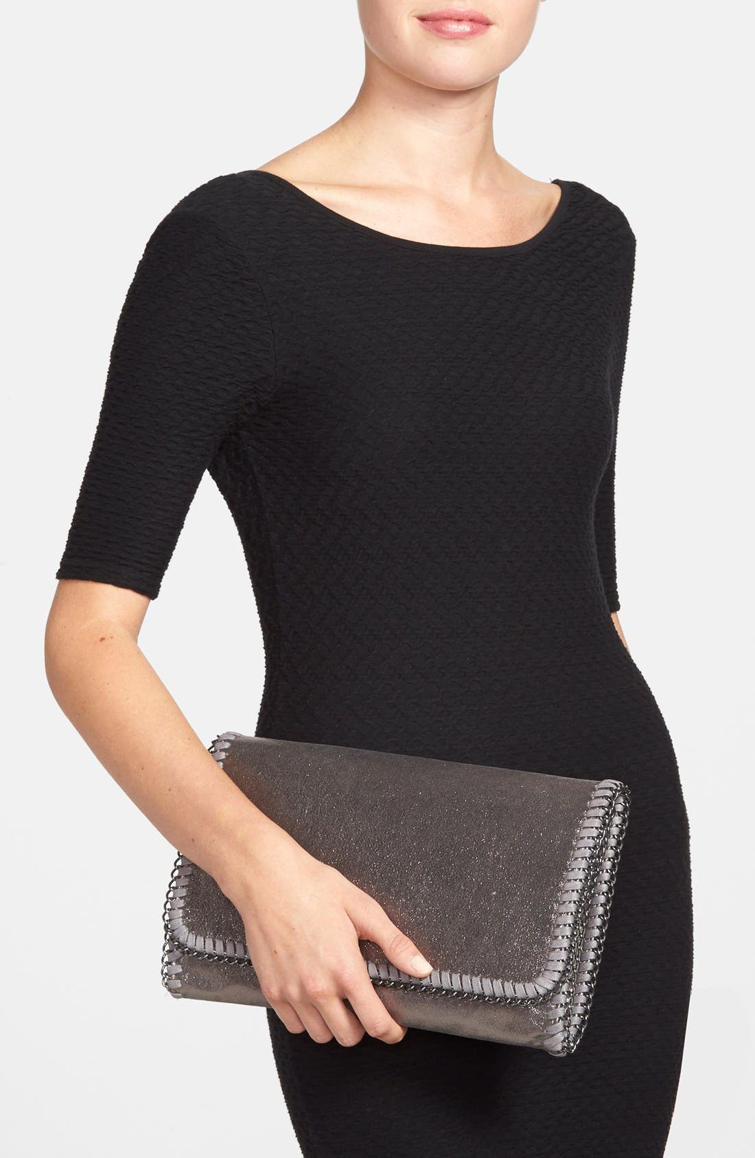 Phase 3 'Metallic Chain' Foldover Clutch, Alternate, color, 