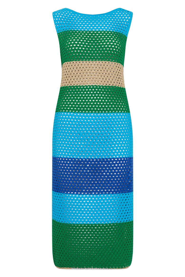 Metallic Semisheer Open Stitch Cover-Up Dress, Alternate, color, BLUE GREEN MULTI