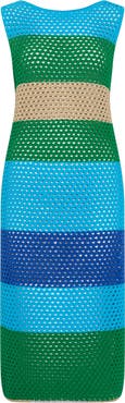 Milly Metallic Semisheer Open Stitch Cover-Up Dress