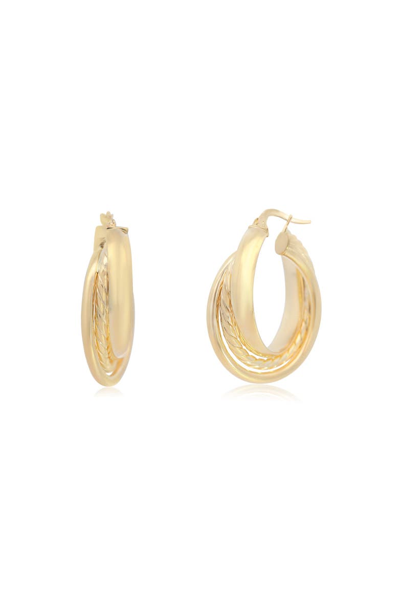 The Lovery Fine Jewelry Triple Braided Gold Hoops, Alternate, color, Yellow Gold