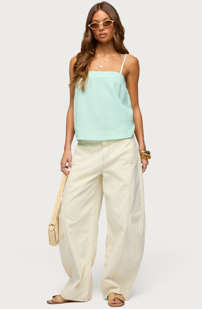 EDIKTED Gili Contrast Stitch Low Rise Pants, Alternate, color,