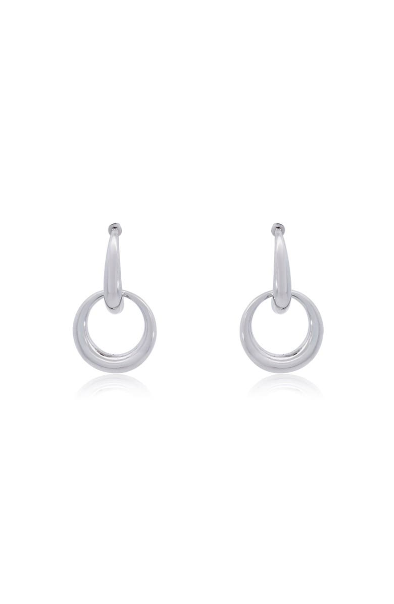 The Lovery Fine Jewelry Double Round Link Drop Earrings, Alternate, color, Sterling Silver