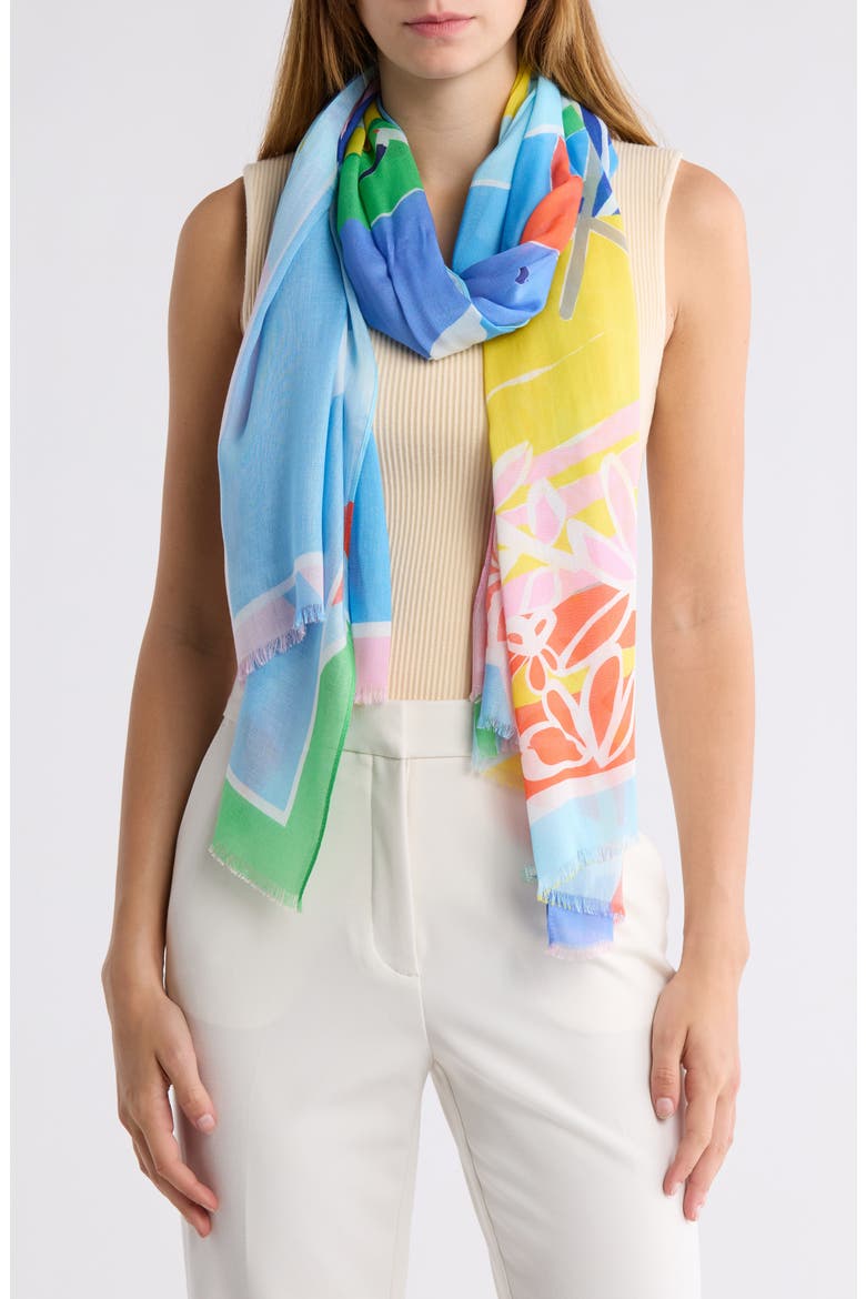 summer day oblong scarf, Main, color, BLUE MULTI