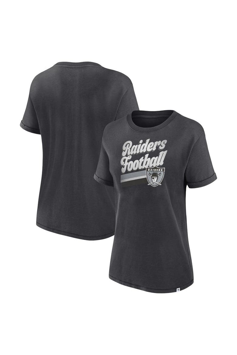 Women's Fanatics Branded Charcoal Las Vegas Raiders Hit Snow Washed T-Shirt, Main, color, Charcoal