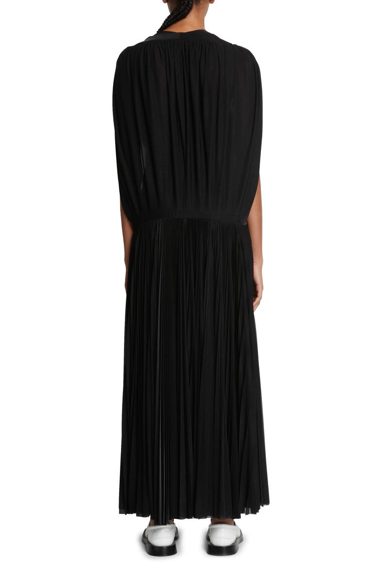Pleated Cape Sleeve Gauze Jersey Dress, Alternate, color, BLACK
