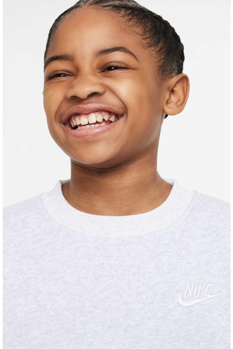 Kids' Sportswear Club Fleece Sweatshirt, Alternate, color, BIRCH HEATHER/ WHITE