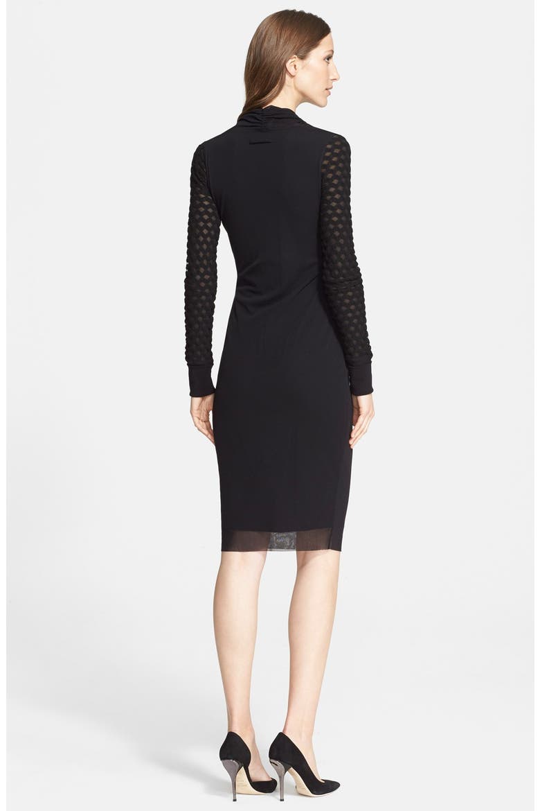Jean Paul Gaultier Cowl Neck Long Sleeve Tulle Dress (Nordstrom Exclusive), Alternate, color, BLACK