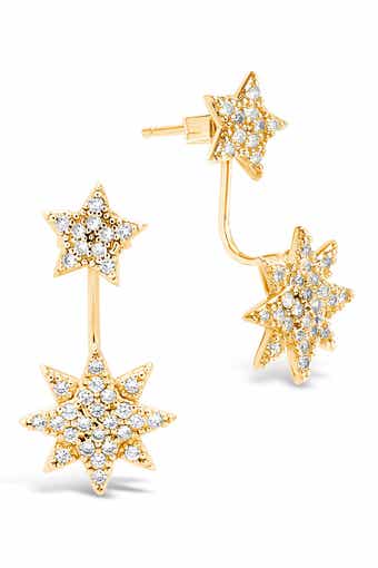 Cubic Zirconia Starburst Jacket Earrings