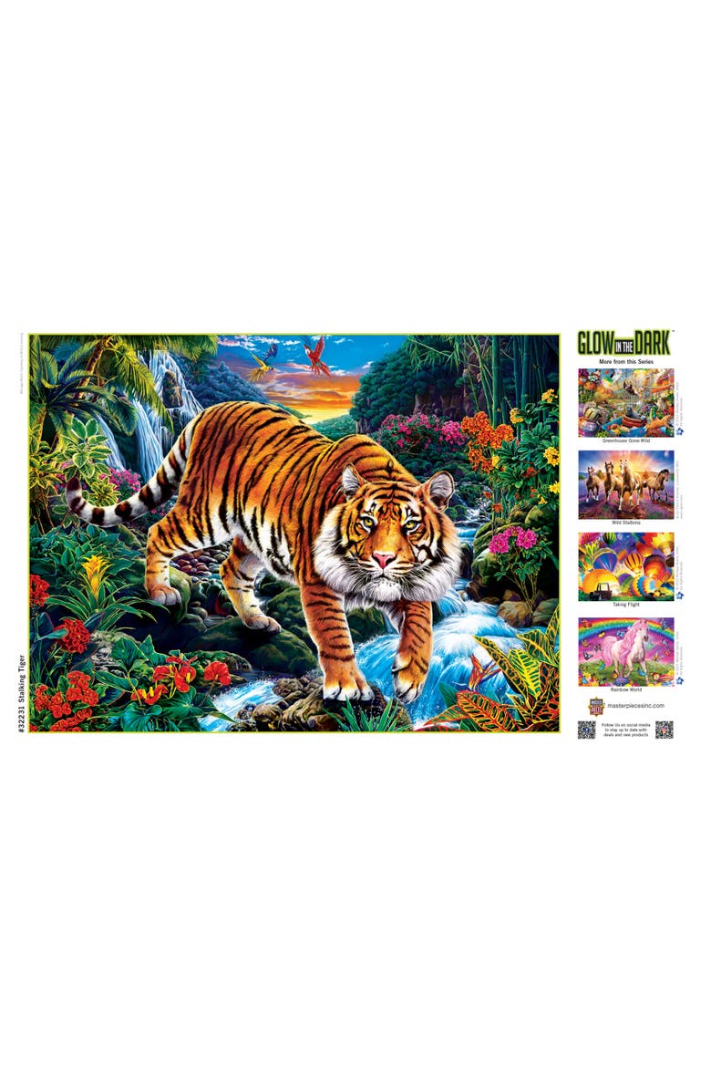 Stalking Tiger 300 Piece Glow Puzzle, Alternate, color, Multicolor