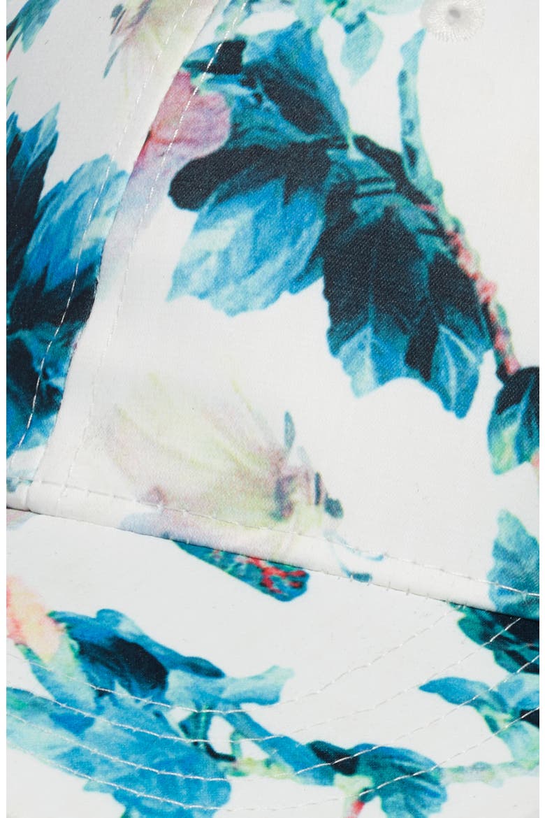 Tropical Floral Satin Baseball Cap, Alternate, color, WHITE