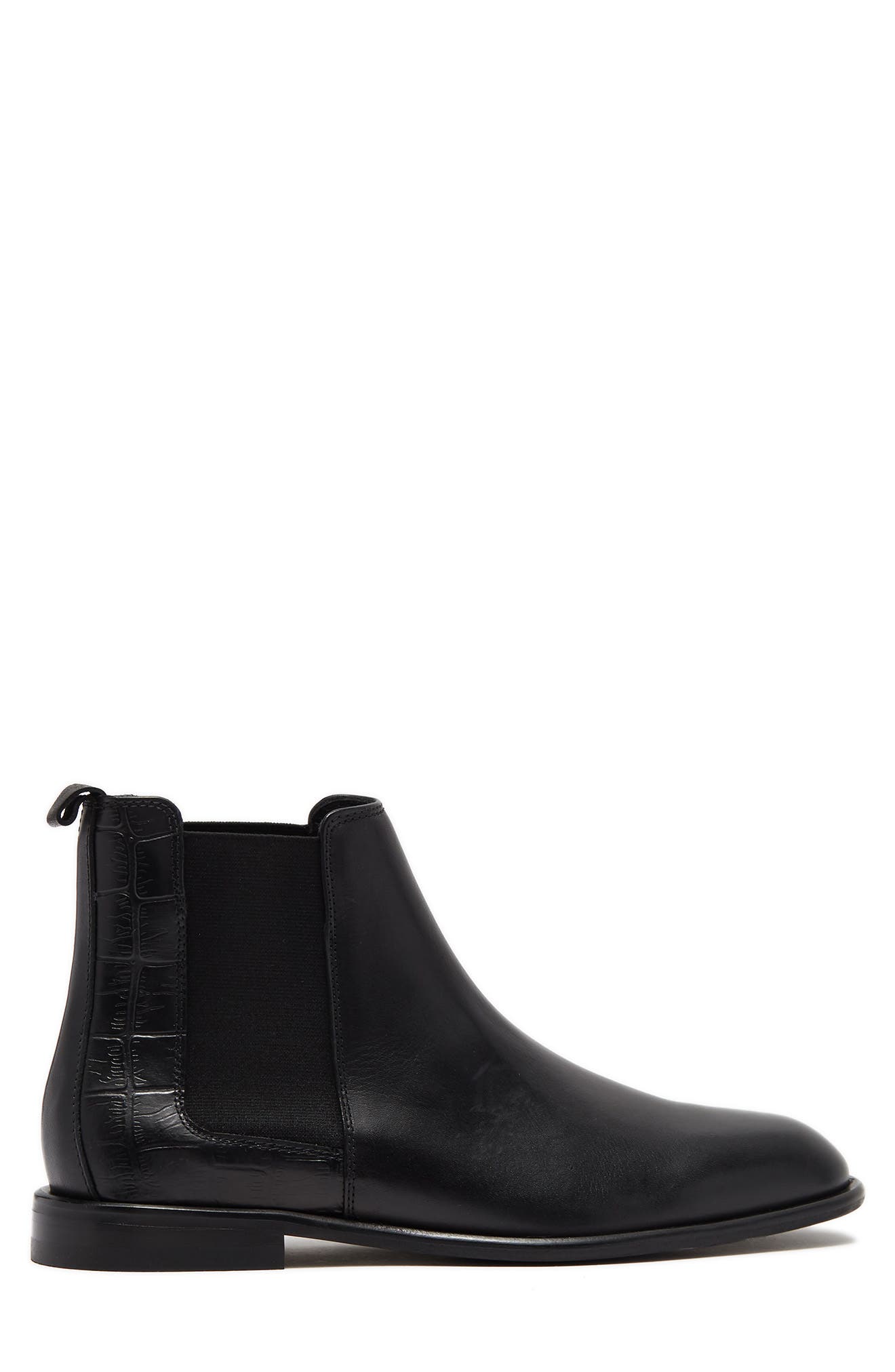 Donald Pliner Croc Embossed Leather Chelsea Boot, Alternate, color, Black