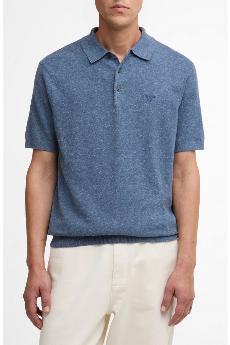 Muston Cotton & Linen Polo, Main, color, DENIM