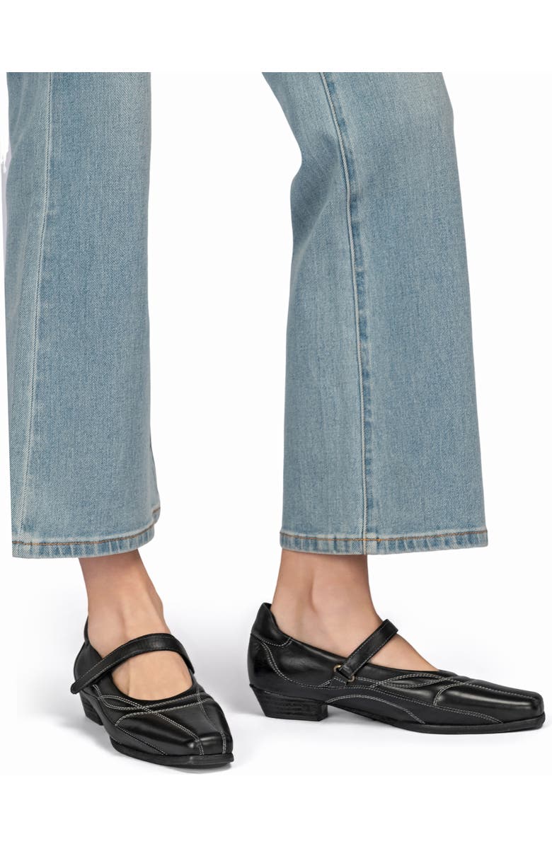 OLD TREND Folk Genuine Leather Artisanal Contrast Stitch Mary Jane Heel, Alternate, color, Black