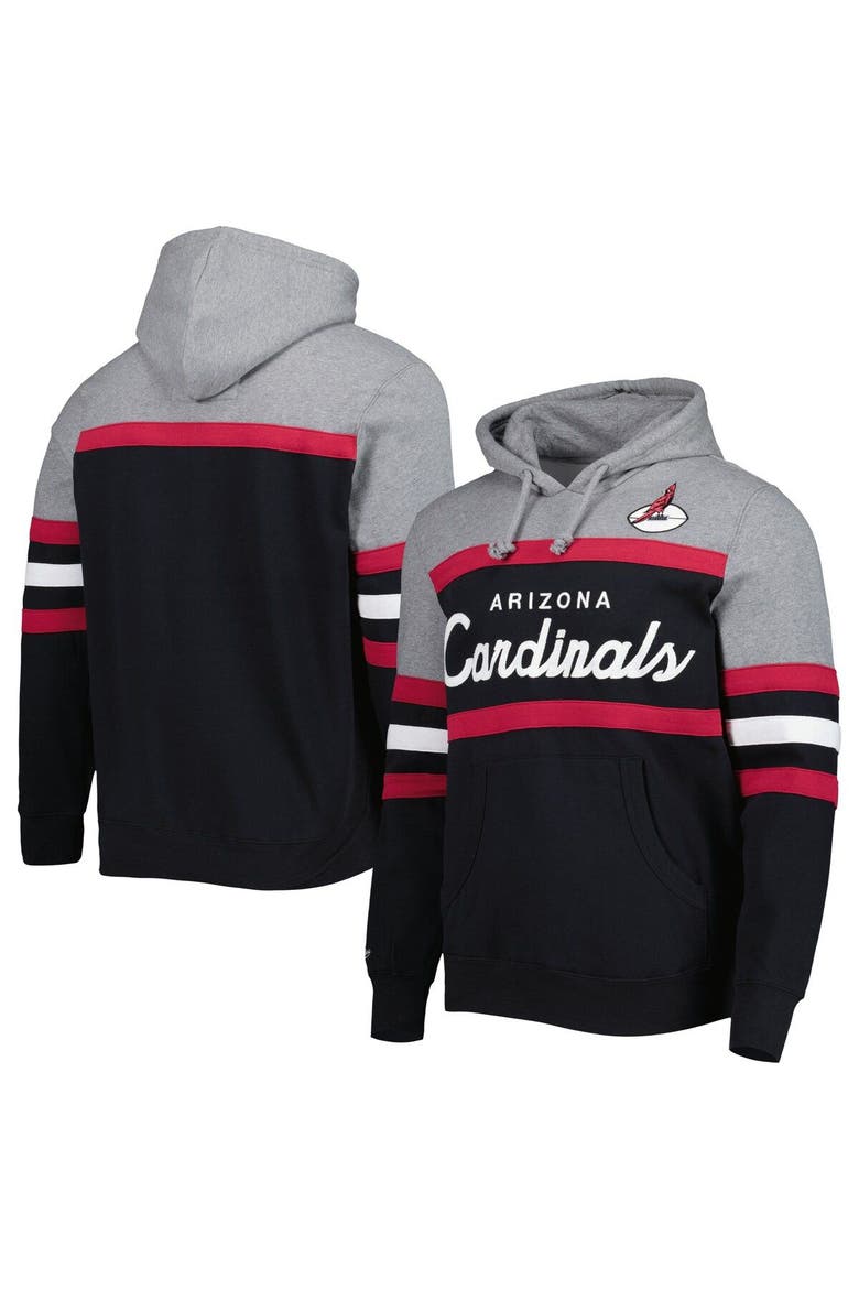 Men's Mitchell & Ness Black/Heathered Gray Arizona Cardinals Head Coach Pullover Hoodie, Main, color, Black