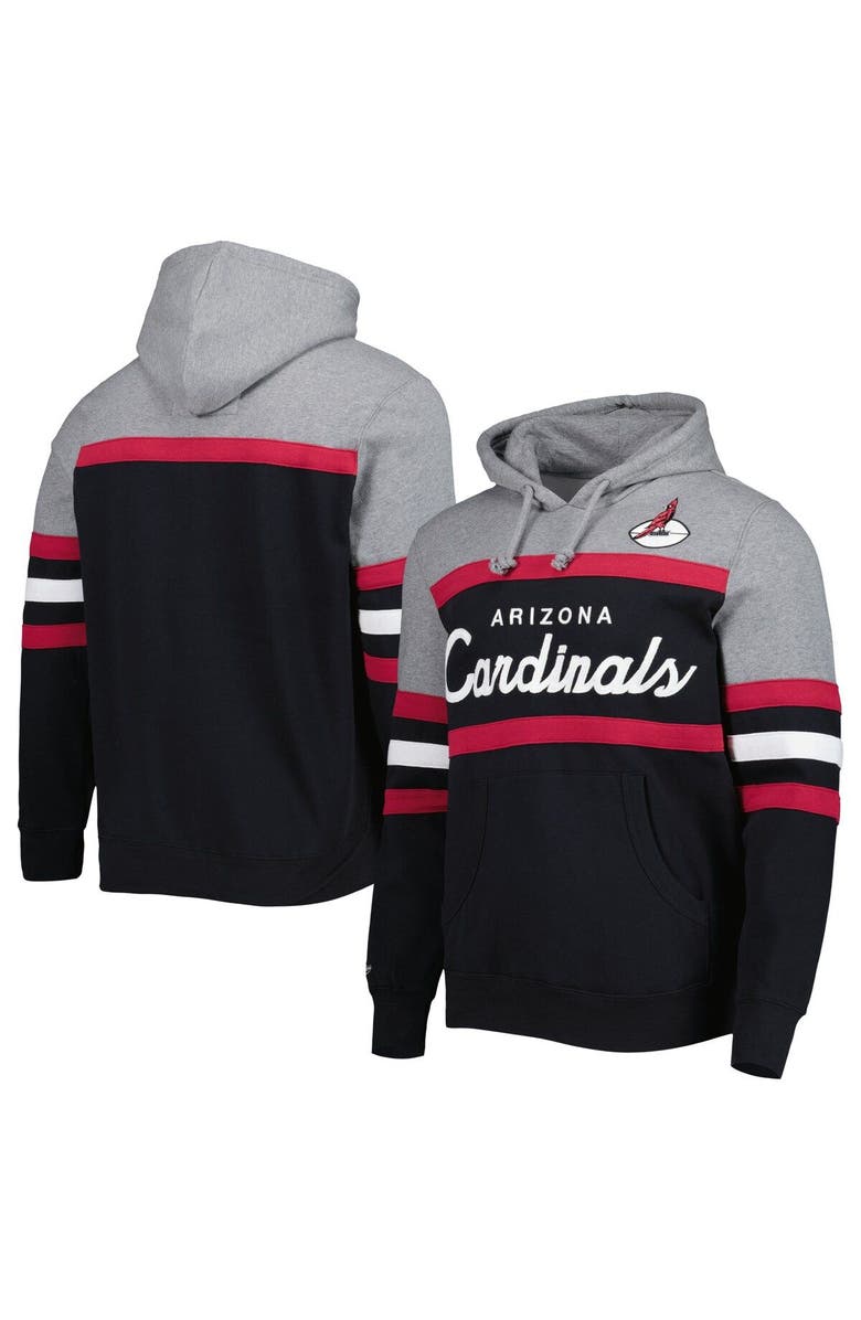 Mitchell & Ness Men's Mitchell & Ness Black/Heathered Gray Arizona Cardinals Head Coach Pullover Hoodie, Main, color, 