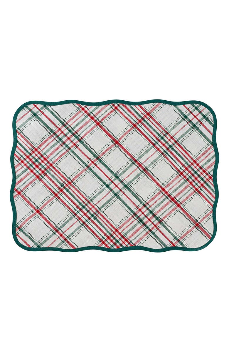 Juliska Merry Tartan Set of 4 Placemats, Alternate, color, Mulberry/ Brown