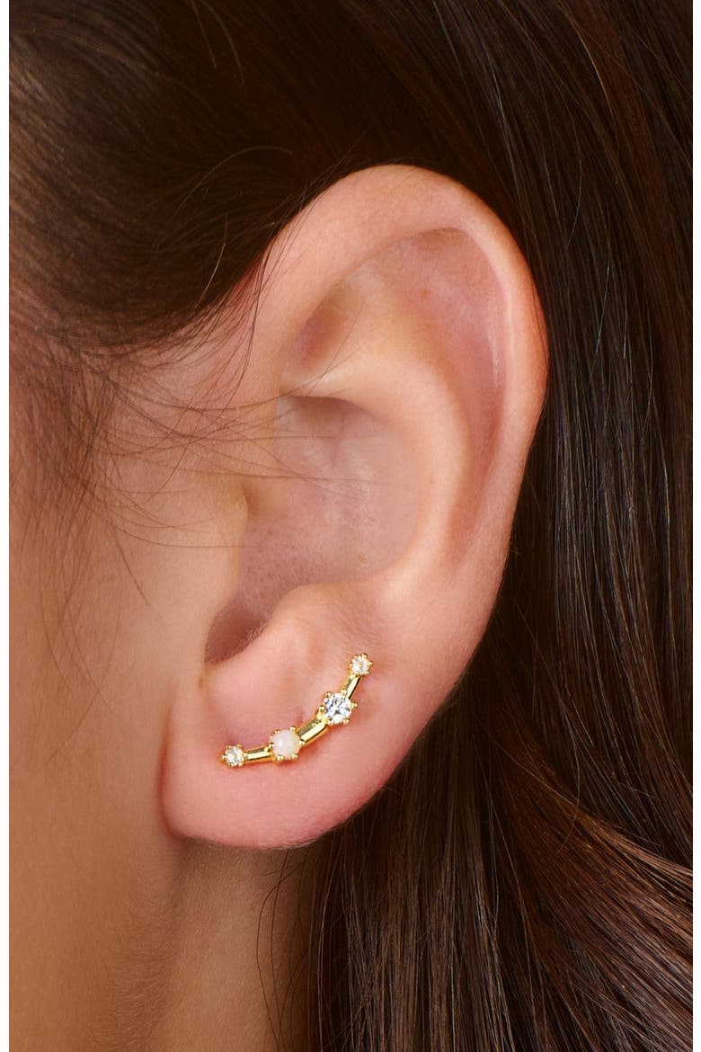 Elara Crawler Earrings, Alternate, color, Gold / White