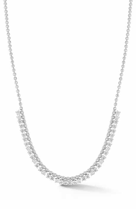 Cubic Zirconia Ball Chain Charm Necklace