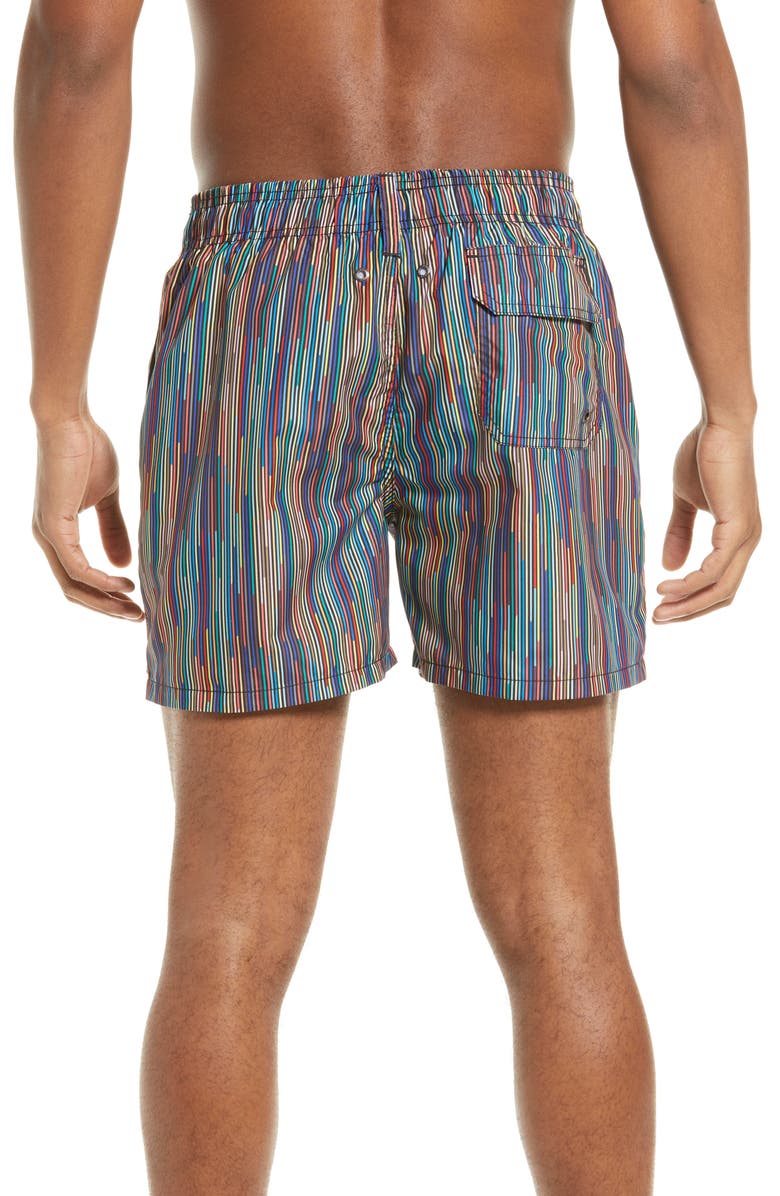 Bugatchi Stripe Swim Trunks, Alternate, color, 