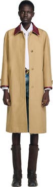 SANDRO Trench coat with leather collar
